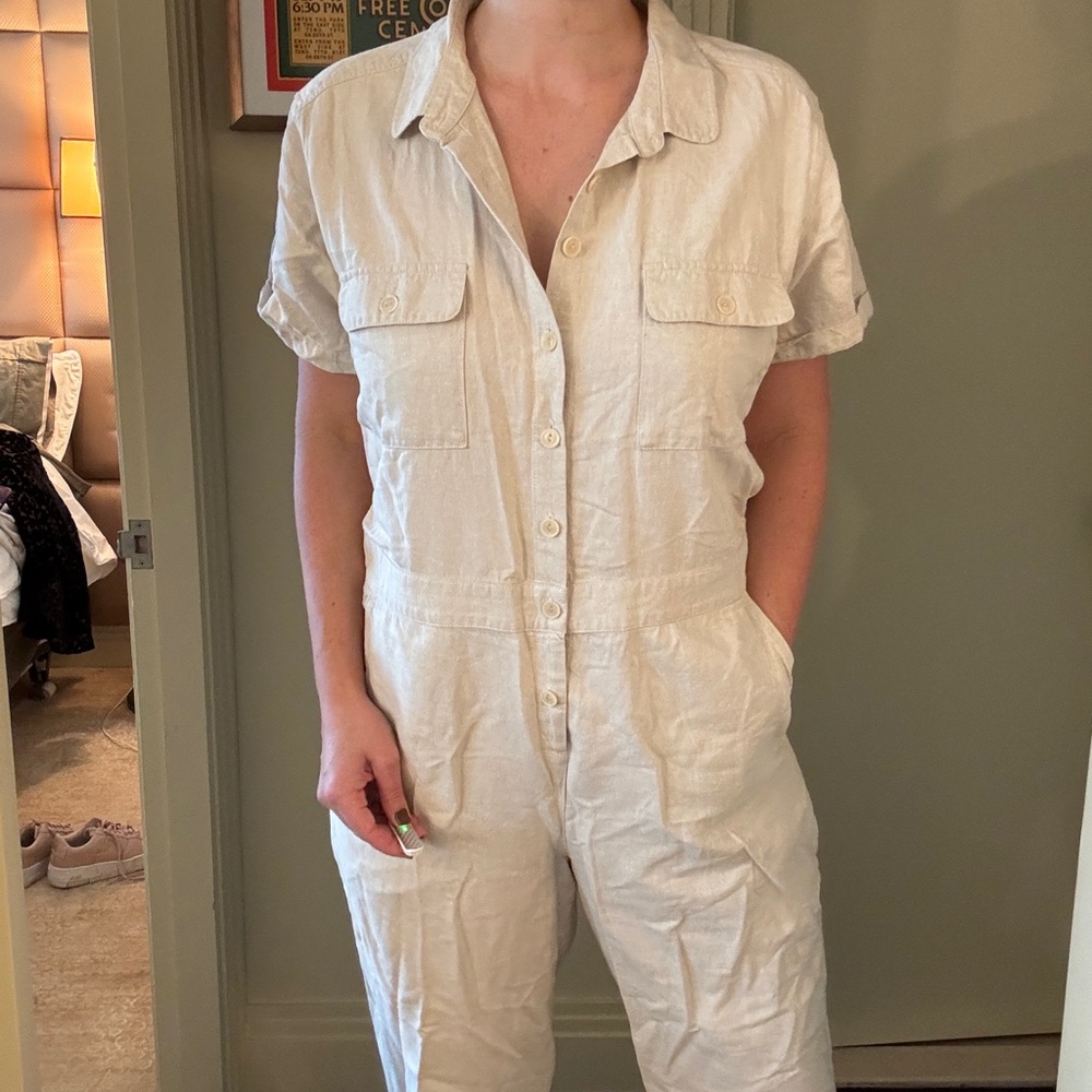 Outerknown Off-White Button-Up Jumpsuit